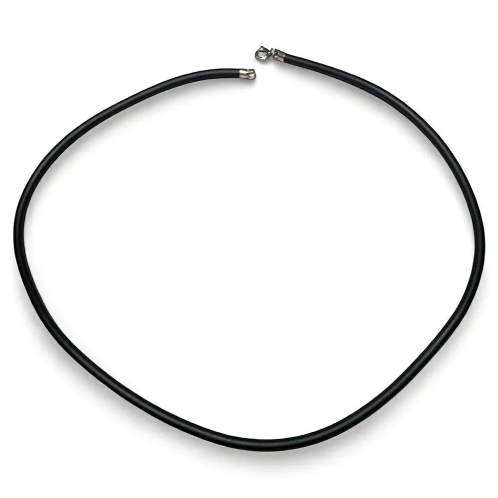 14.5” Black Cord Necklace - Minimalist | Unisex 925 Silver Clasp | Pendant Ready